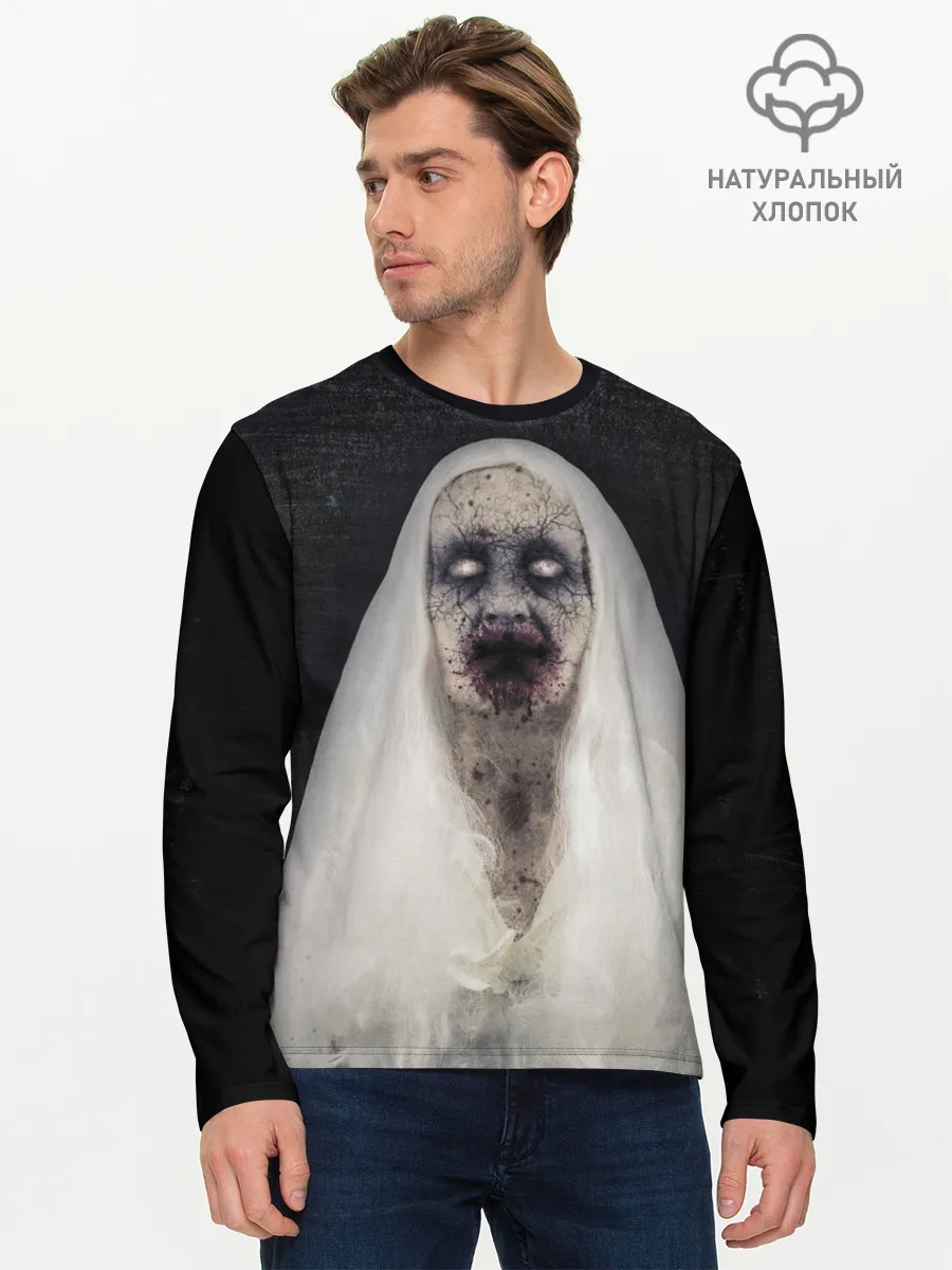 Мужской лонгслив базовый / Страшный призрак
