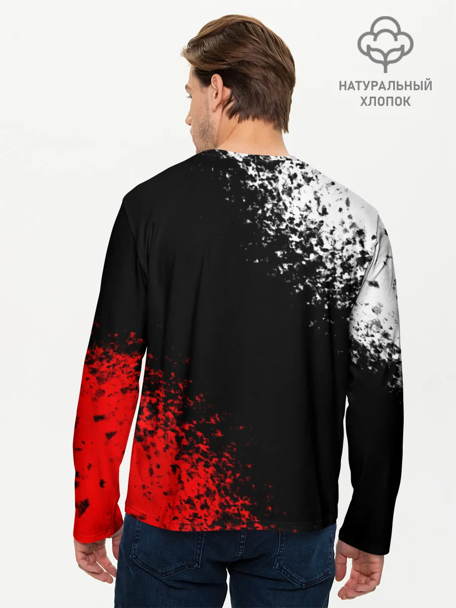Мужской лонгслив базовый / Оверлорд лого краснобелый