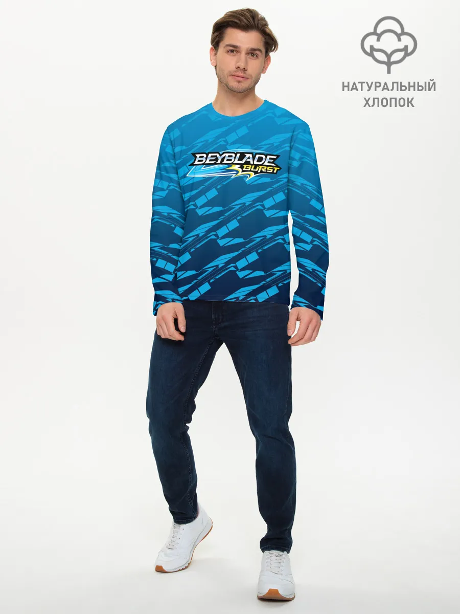 Мужской лонгслив базовый / Beyblade Burst pattern