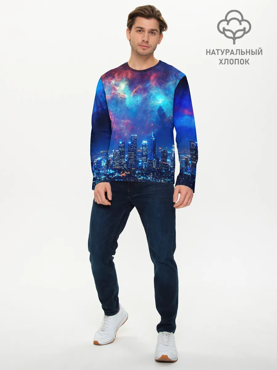 Мужской лонгслив базовый / НОЧЬ В ГОРОДЕ