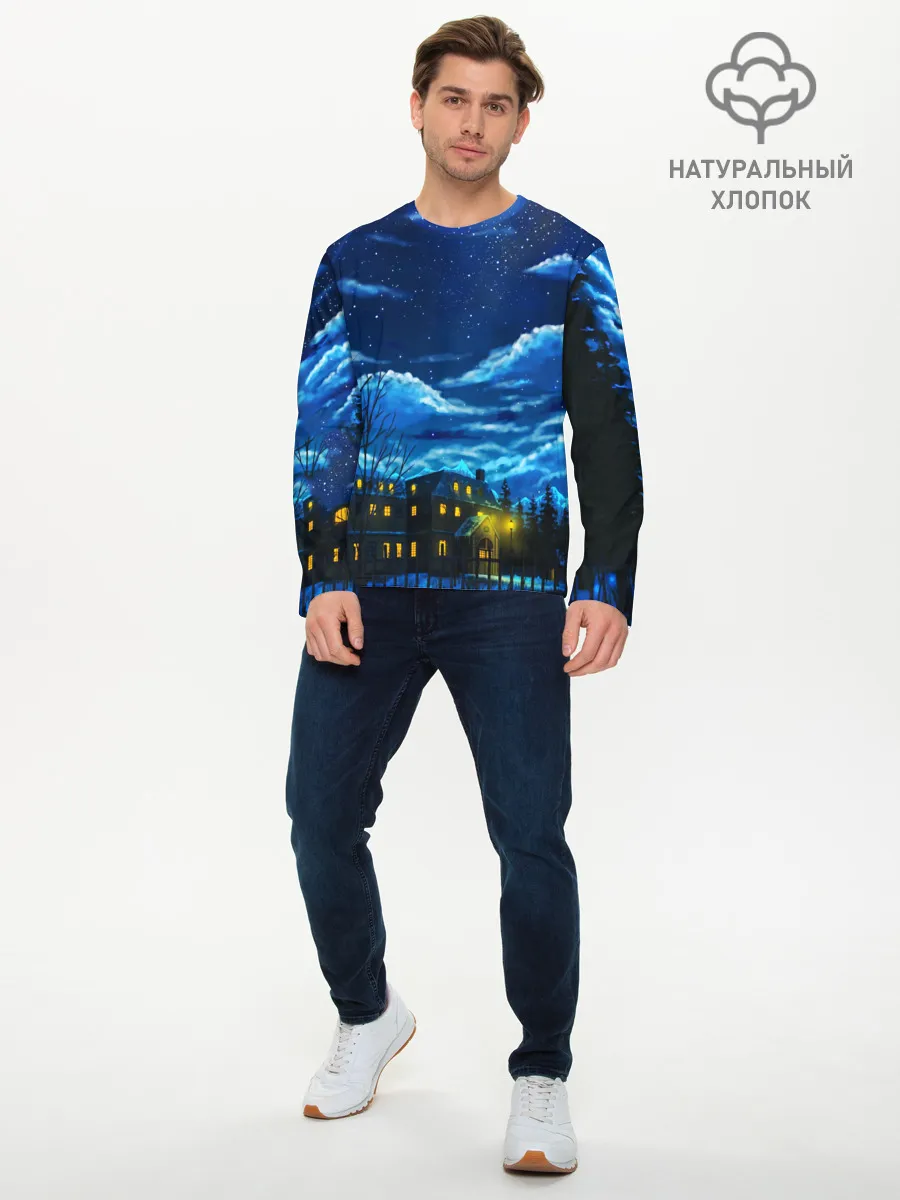 Мужской лонгслив базовый / ЗИМНЯЯ НОЧЬ
