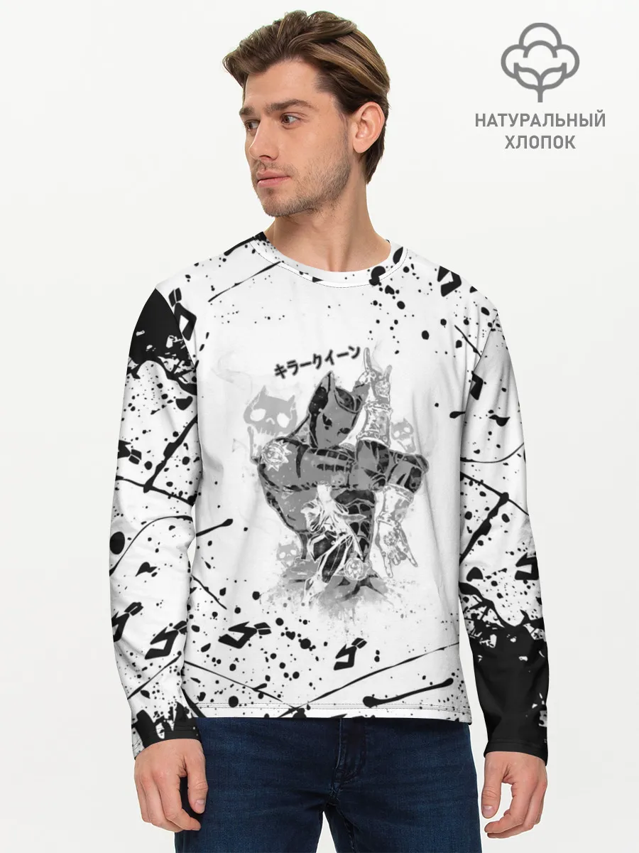 Мужской лонгслив базовый / KILLER QUEEN черные брызги