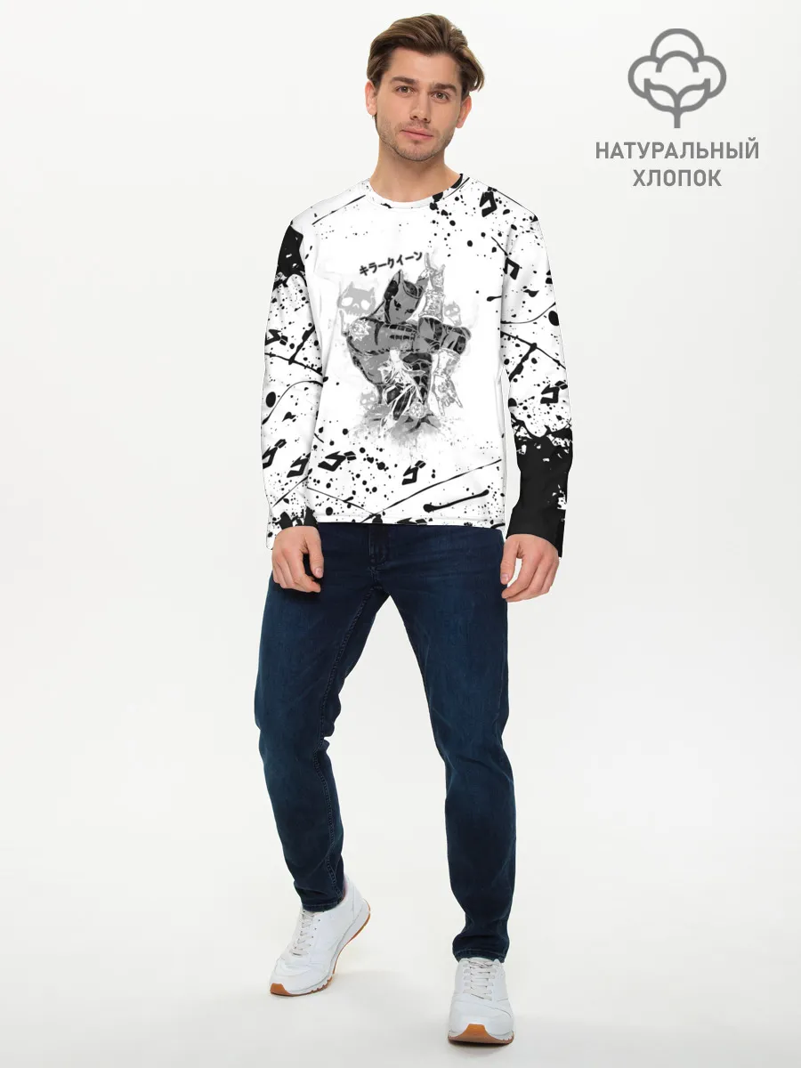 Мужской лонгслив базовый / KILLER QUEEN черные брызги