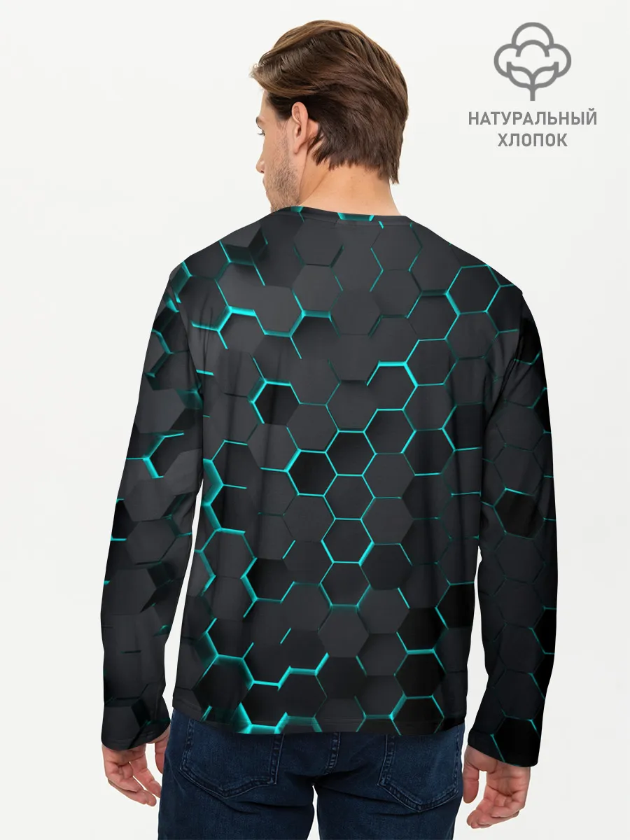 Мужской лонгслив базовый / 3D соты BLUE
