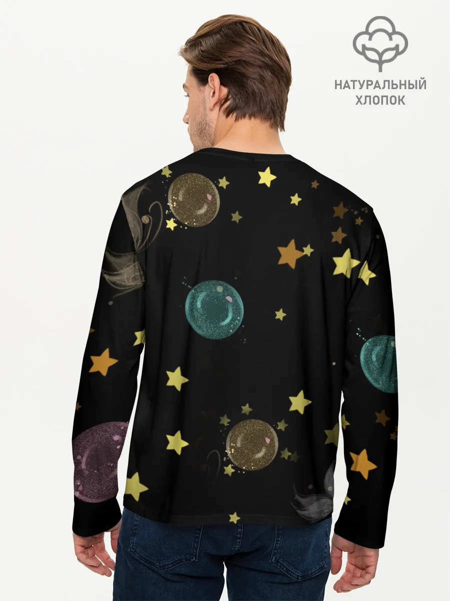 Мужской лонгслив базовый / Эльфийка и звезды