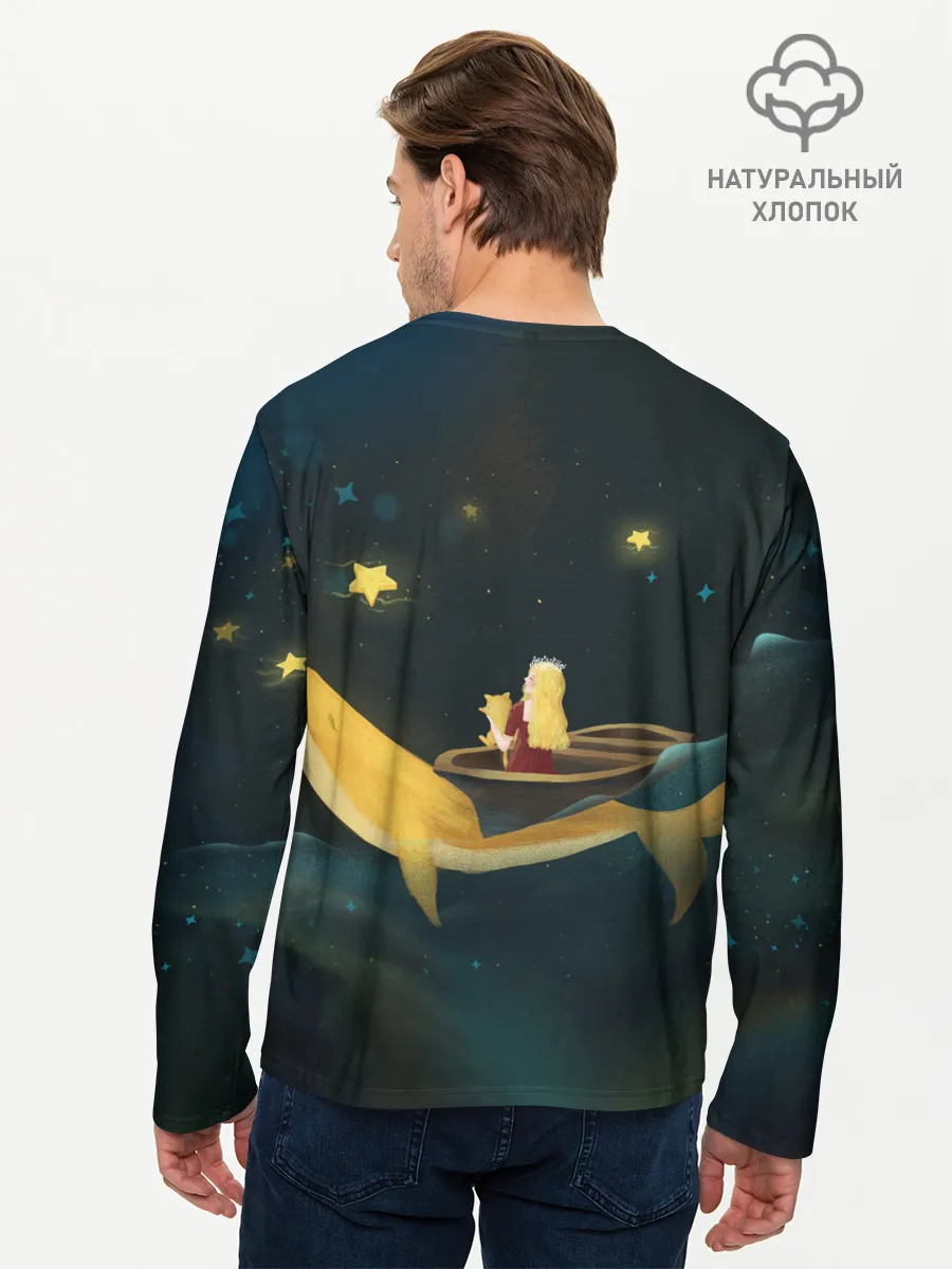 Мужской лонгслив базовый / Девушка и кит в облаках