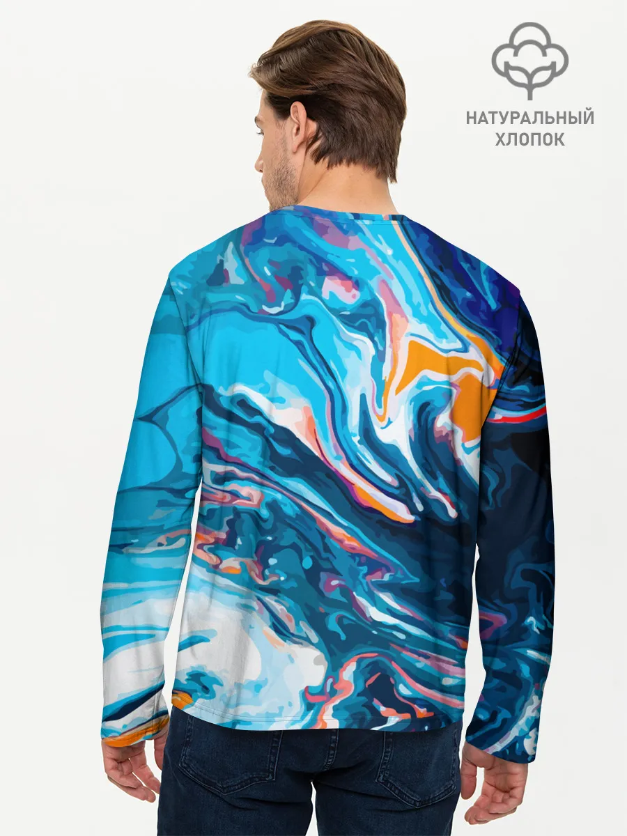 Мужской лонгслив базовый / Волны красок