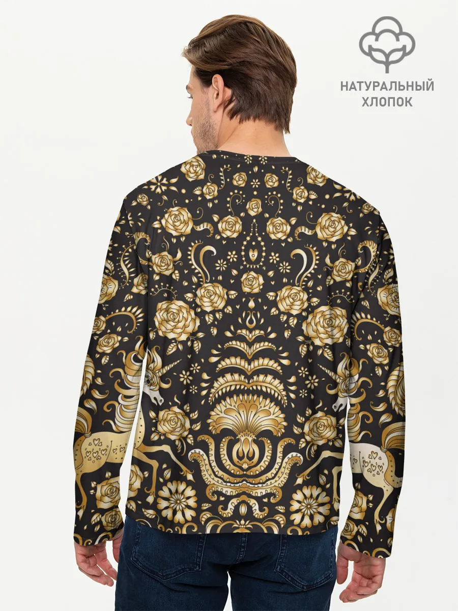 Мужской лонгслив базовый / Gold & Black