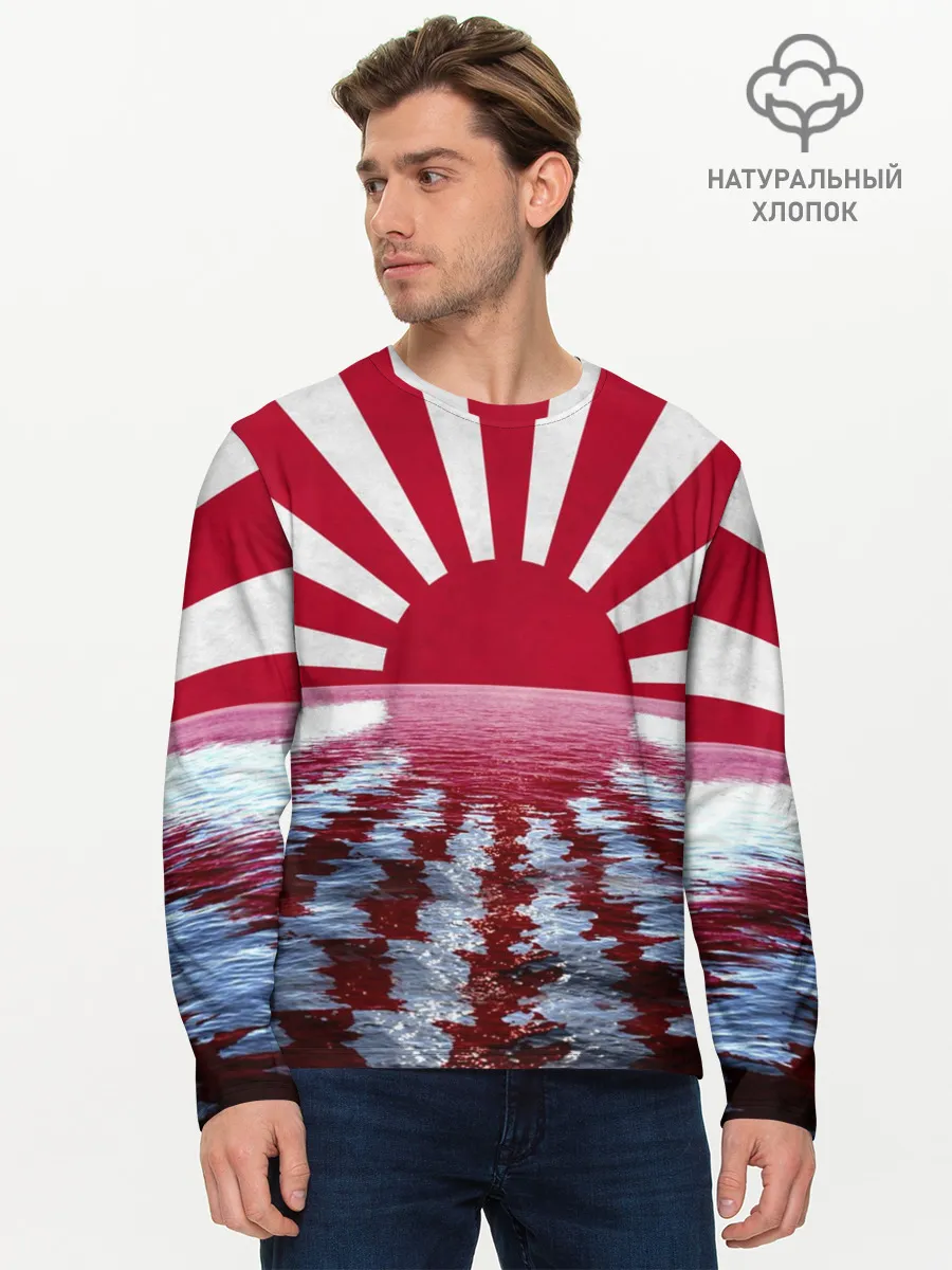 Мужской лонгслив базовый / Флаг Восходящего Солнца