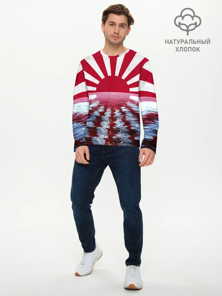 Мужской лонгслив базовый / Флаг Восходящего Солнца