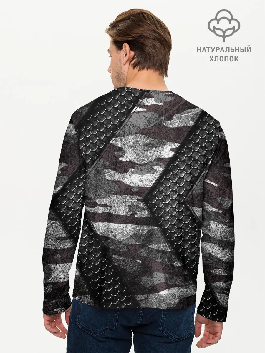 Мужской лонгслив базовый / Камуфляжная 3D броня