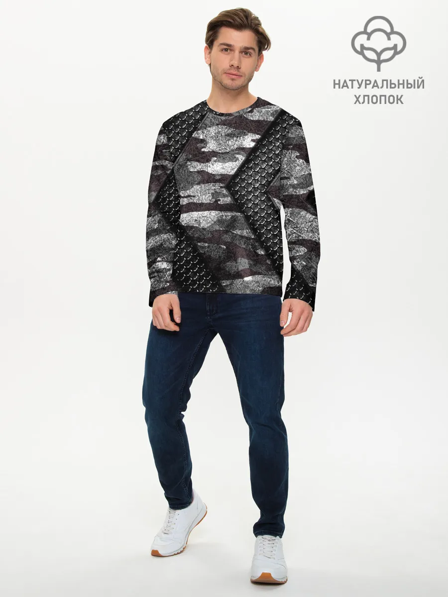 Мужской лонгслив базовый / Камуфляжная 3D броня