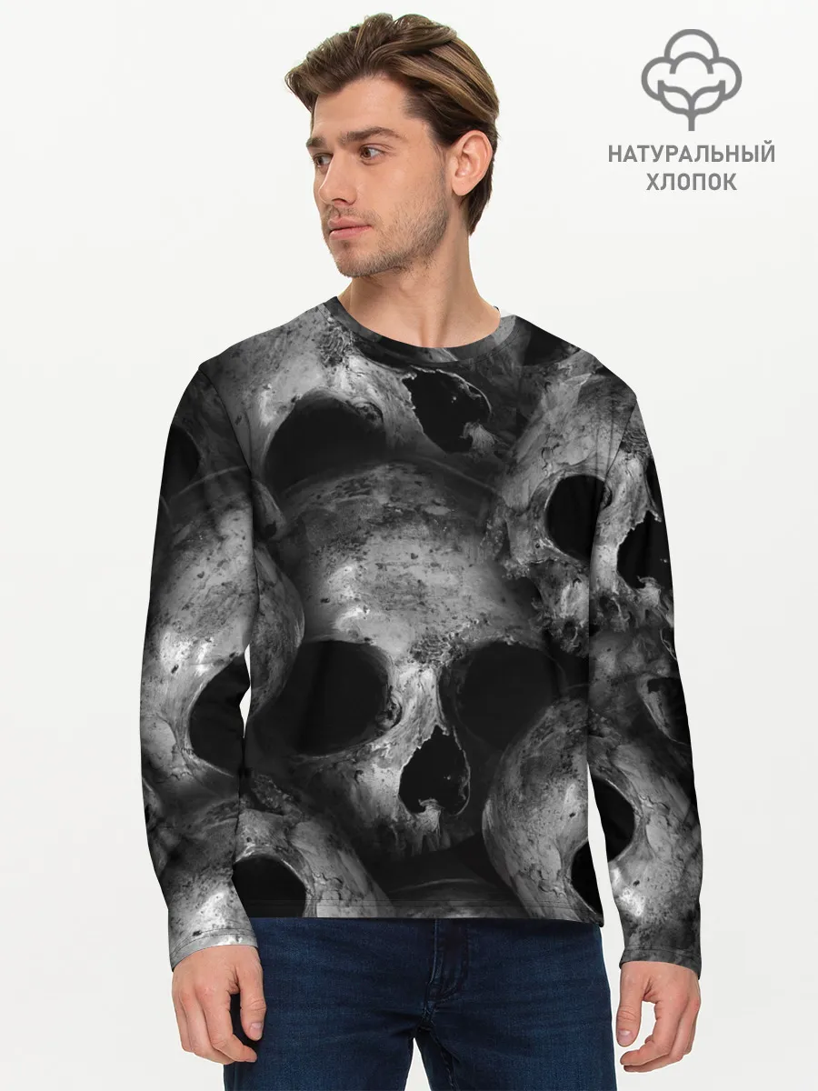Мужской лонгслив базовый / Черепа