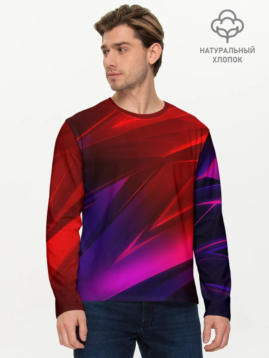 Мужской лонгслив базовый / NEON GEOMETRY STRIPES