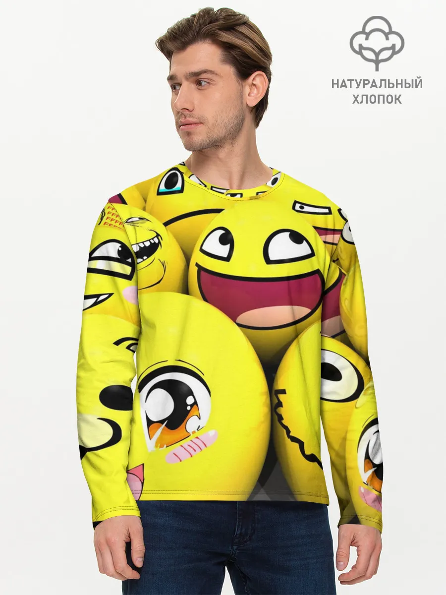 Мужской лонгслив базовый / ЖЕЛТЫЕ СМАЙЛИКИ