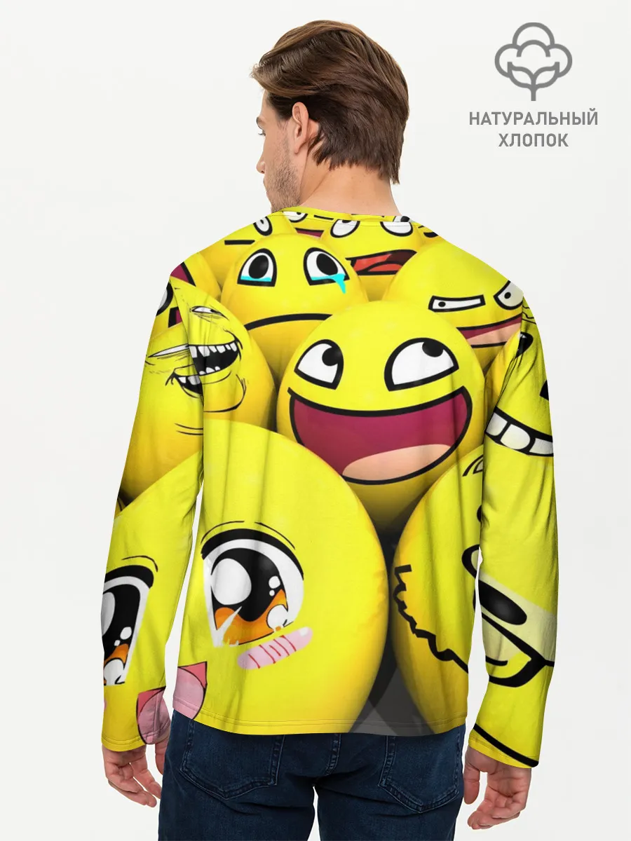 Мужской лонгслив базовый / ЖЕЛТЫЕ СМАЙЛИКИ