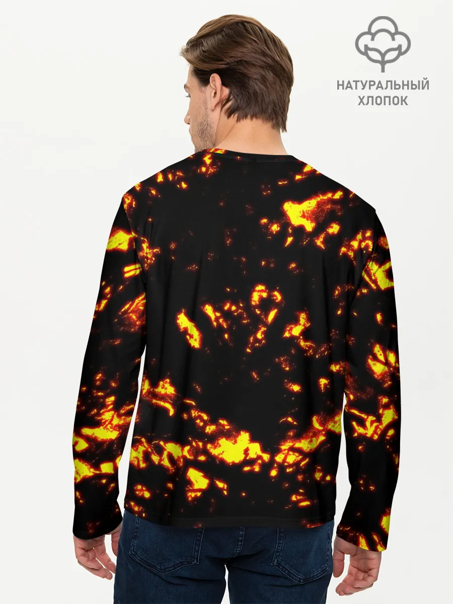Мужской лонгслив базовый / Kimetsu no Yaiba желтое пламя