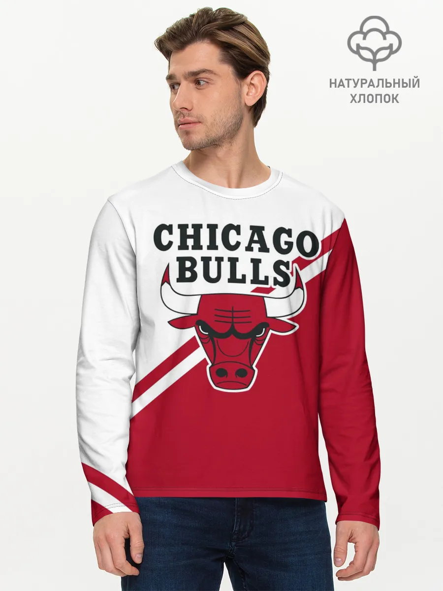 Мужской лонгслив базовый / Chicago Bulls Red-White