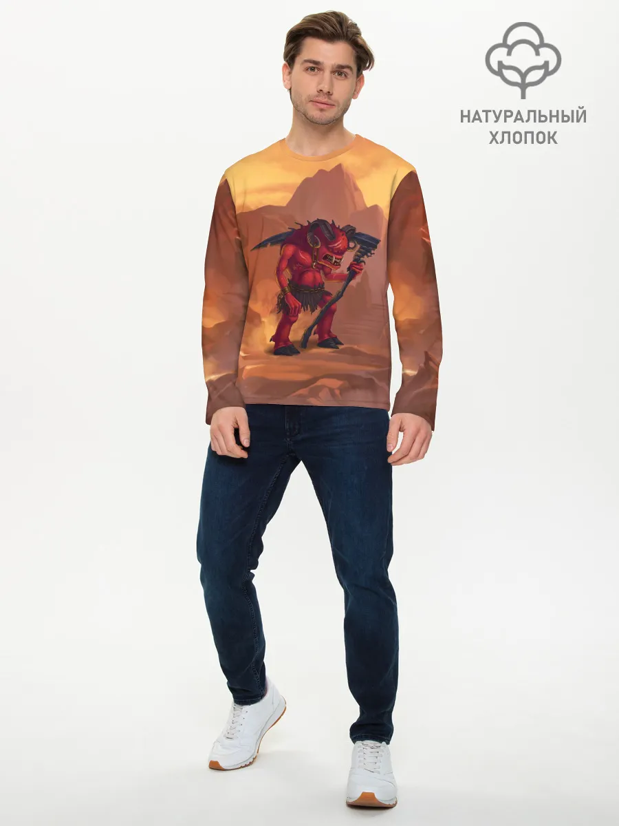 Мужской лонгслив базовый / Сэр Троглодит - Демон, инферно