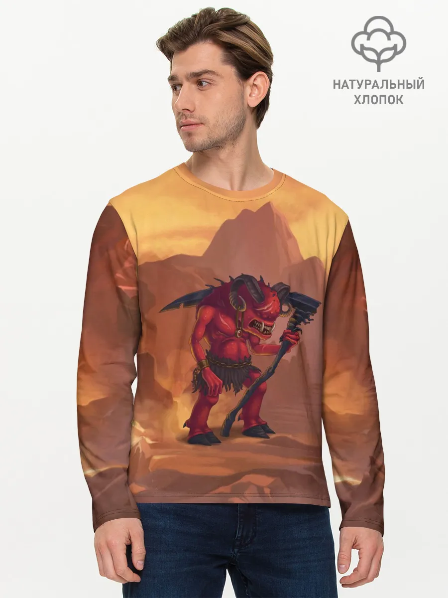 Мужской лонгслив базовый / Сэр Троглодит - Демон, текст