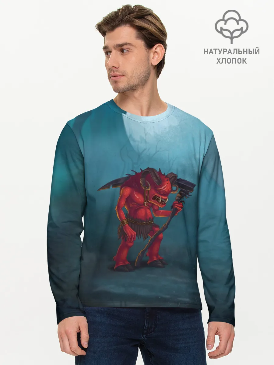 Мужской лонгслив базовый / Сэр Троглодит - Демон, болото