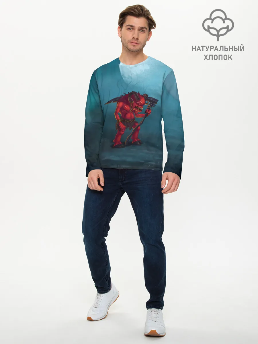 Мужской лонгслив базовый / Сэр Троглодит - Демон, болото