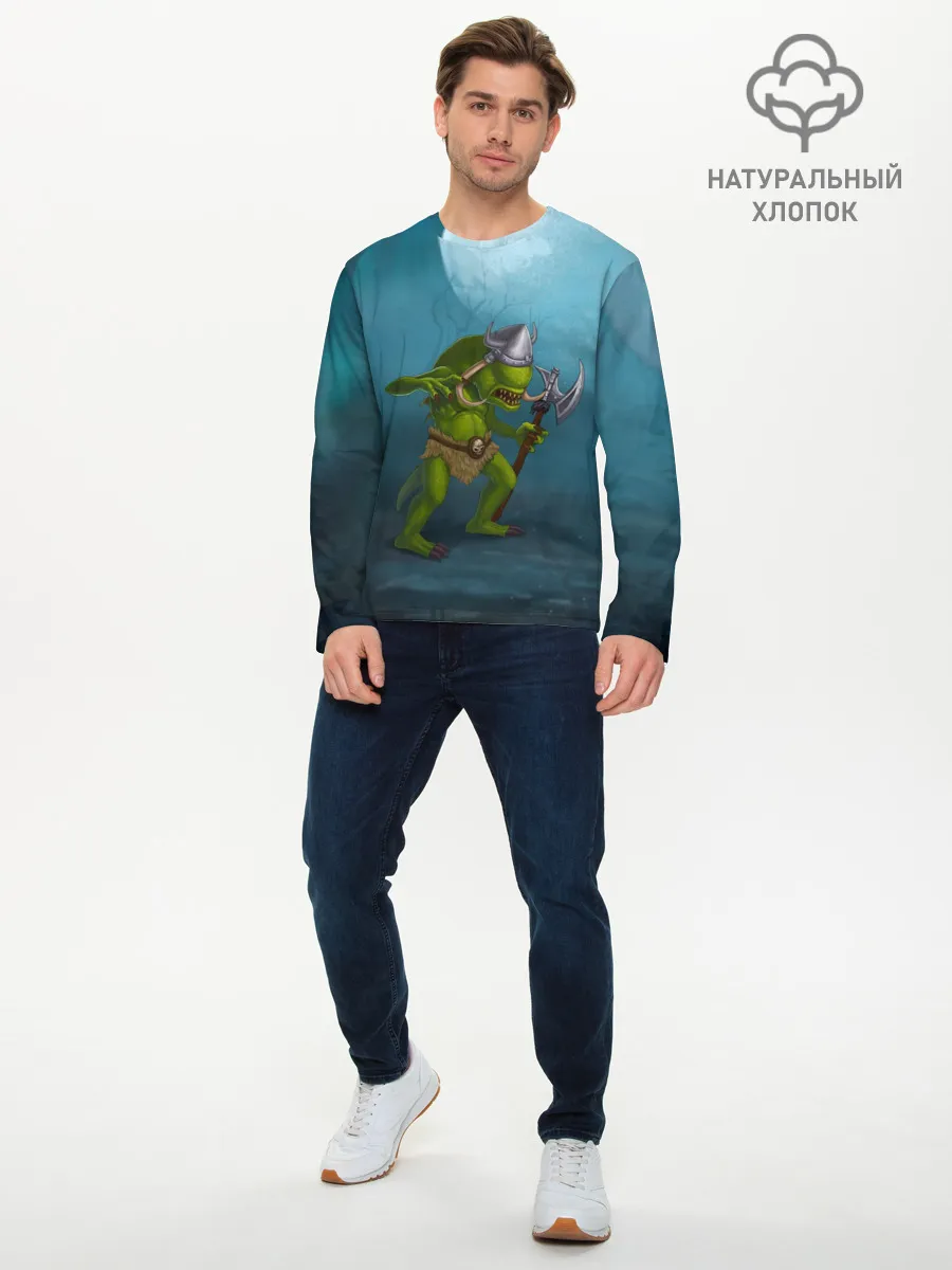 Мужской лонгслив базовый / Сэр Троглодит - Варвар, болото