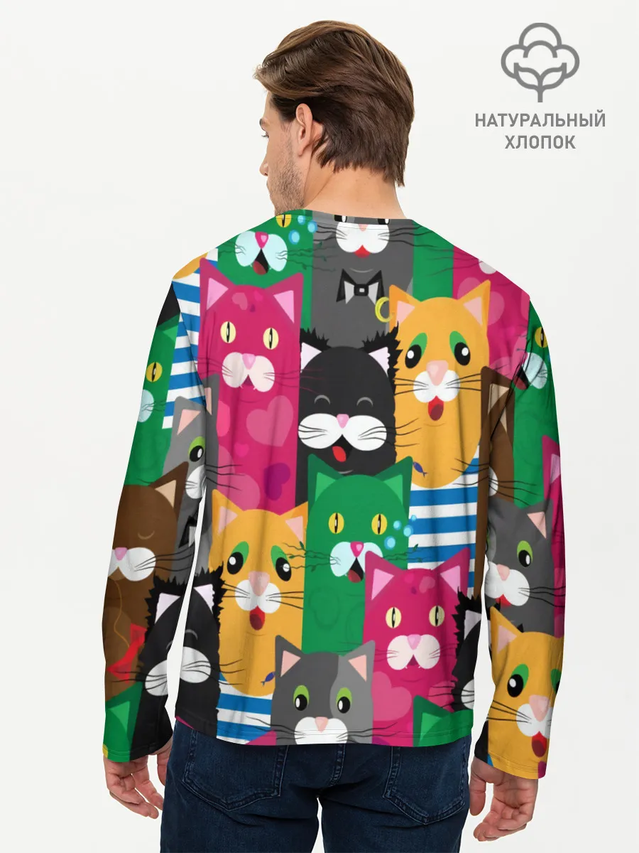 Мужской лонгслив базовый / Голодные котики.