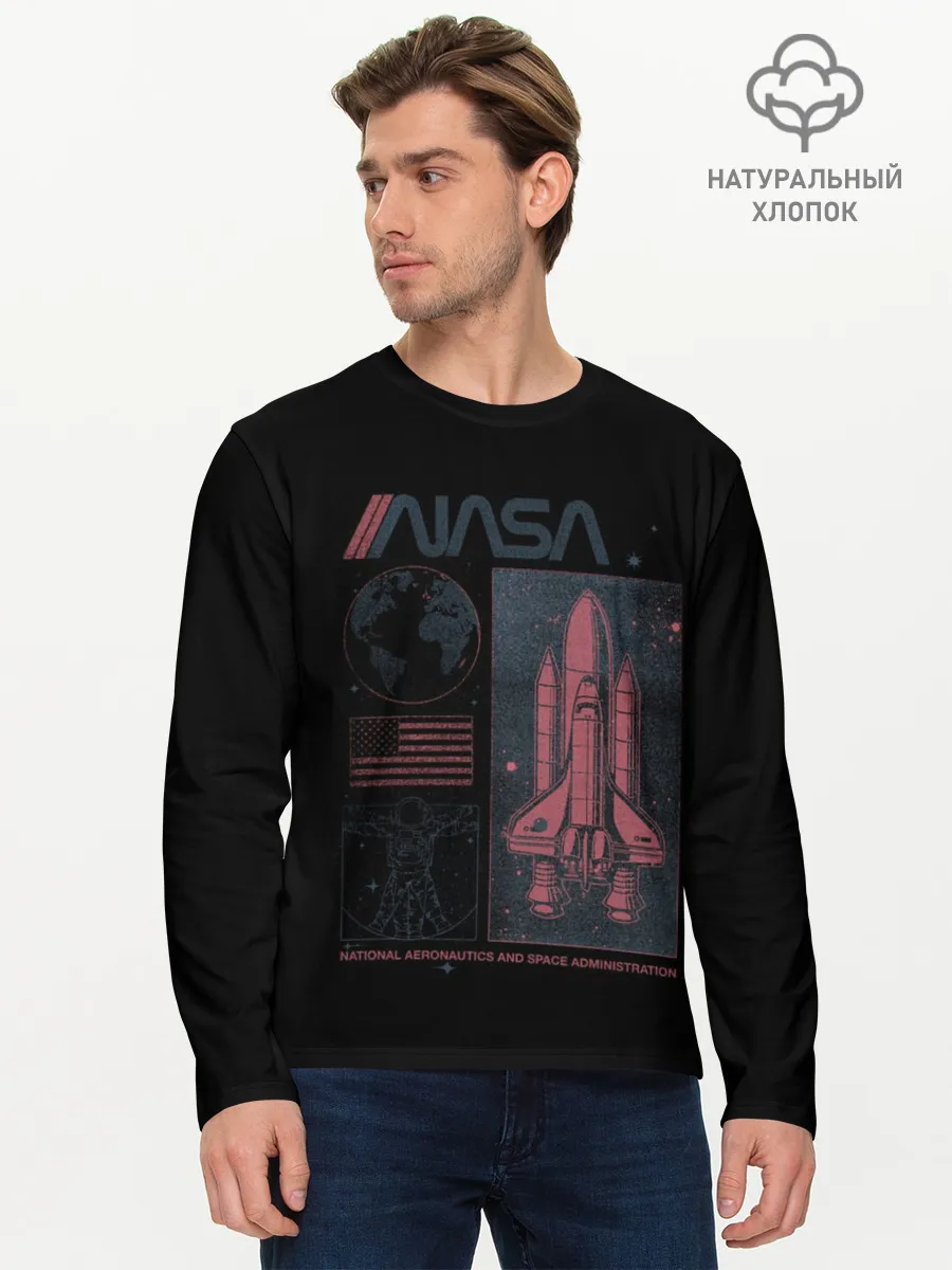 Мужской лонгслив базовый / Nasa