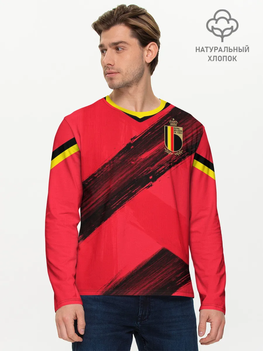 Мужской лонгслив базовый / Belgium home EURO 2020