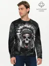 Мужской лонгслив базовый / Индеец череп