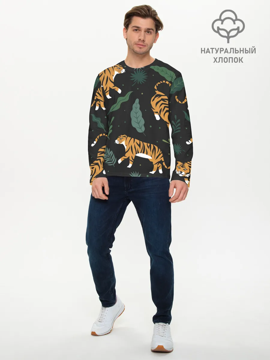 Мужской лонгслив базовый / Тропический тигр