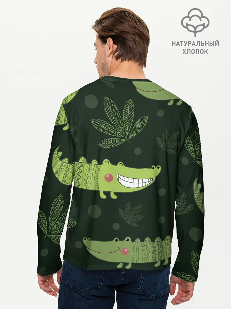 Мужской лонгслив базовый / Милый крокодил