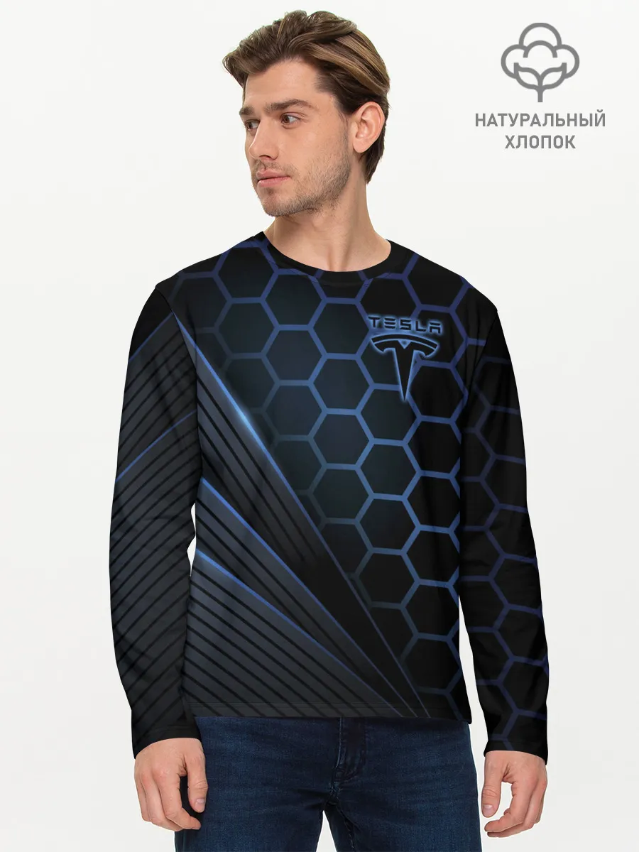 Мужской лонгслив базовый / Tesla