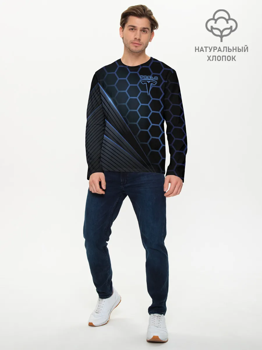 Мужской лонгслив базовый / Tesla