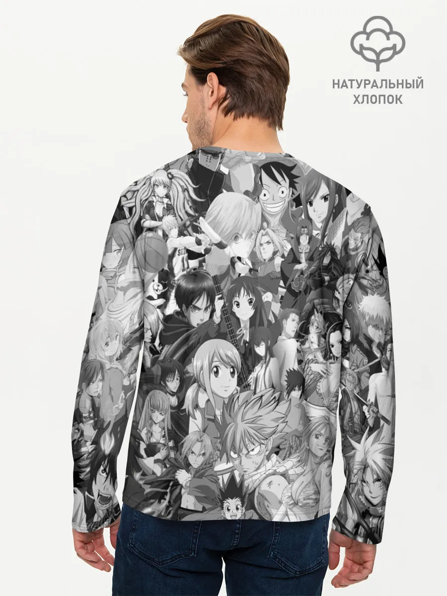 Мужской лонгслив базовый / МНОГО ЧЕРНО-БЕЛЫХ АНИМЕ ДЕВОЧЕК