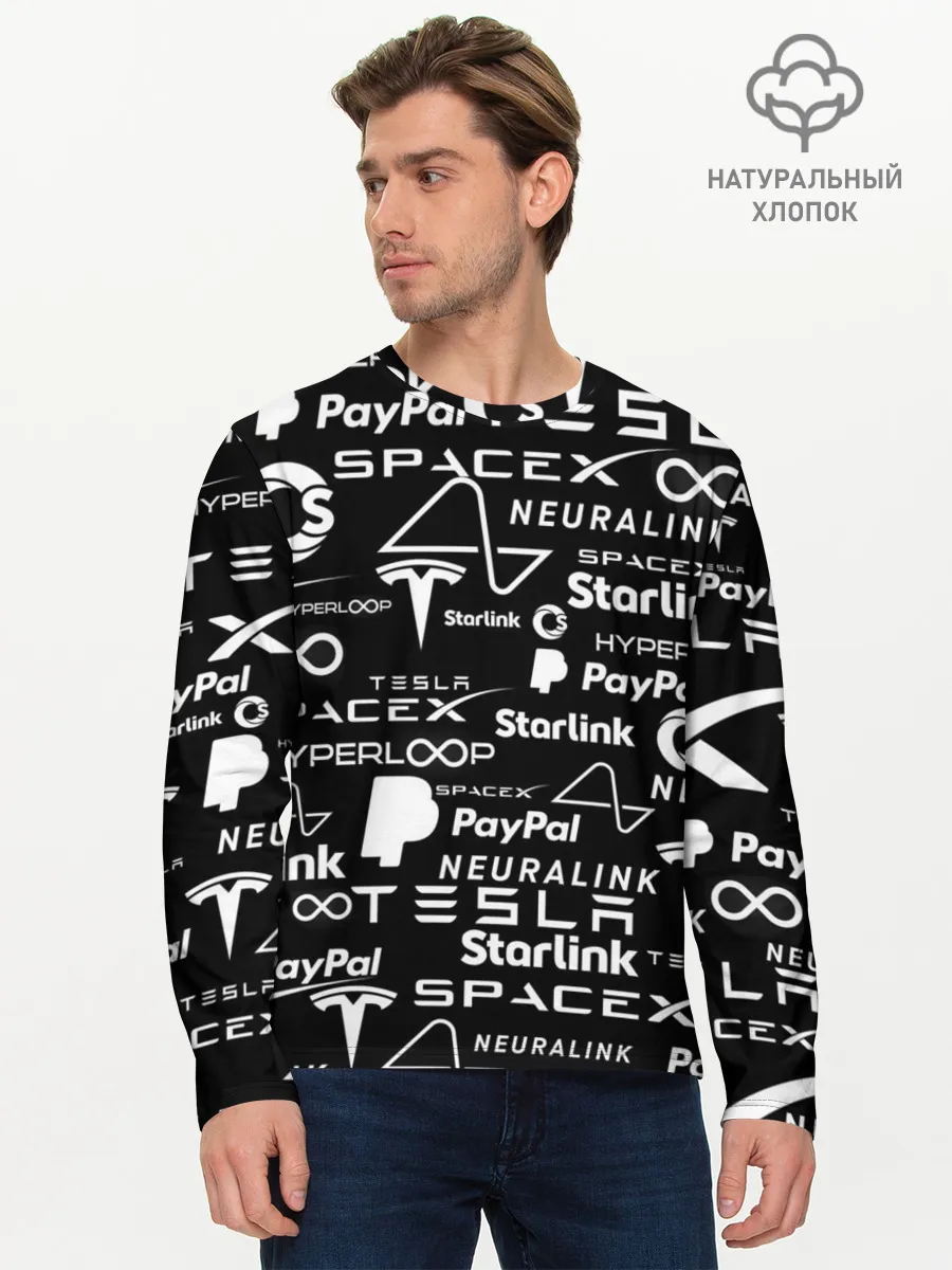 Мужской лонгслив базовый / ЛОГОТИПЫ ПРОЕКТОВ ИЛОНА МАСКА.