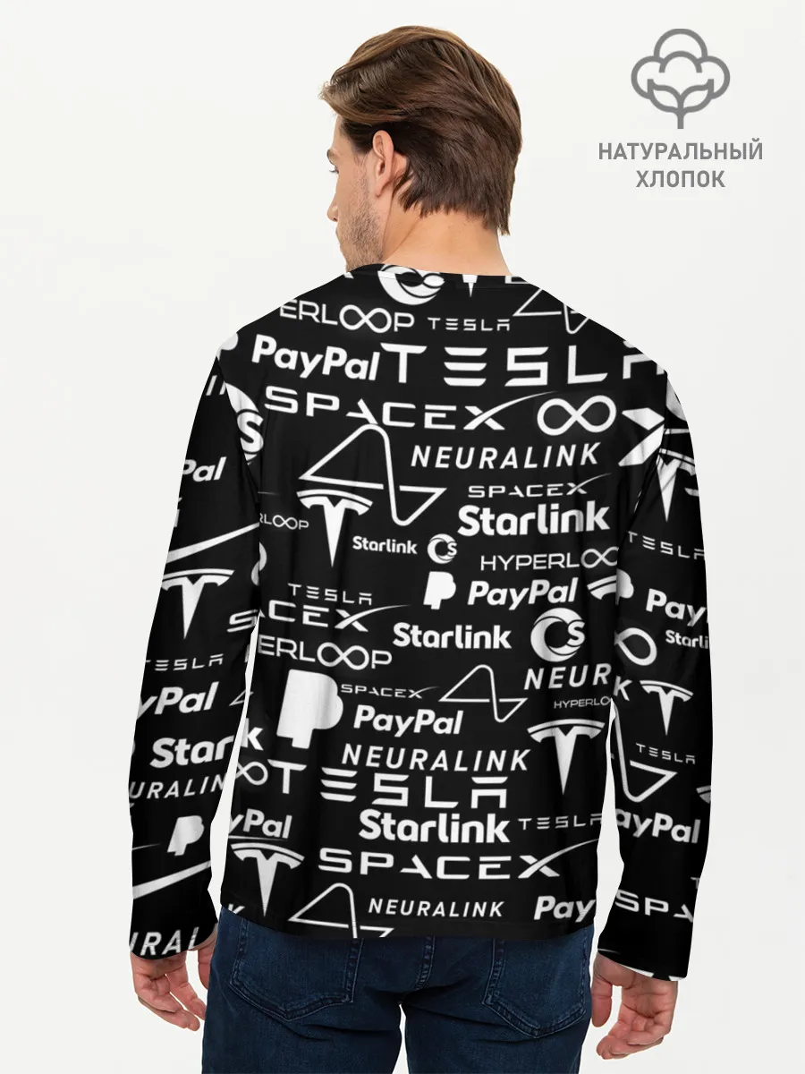 Мужской лонгслив базовый / ЛОГОТИПЫ ПРОЕКТОВ ИЛОНА МАСКА.