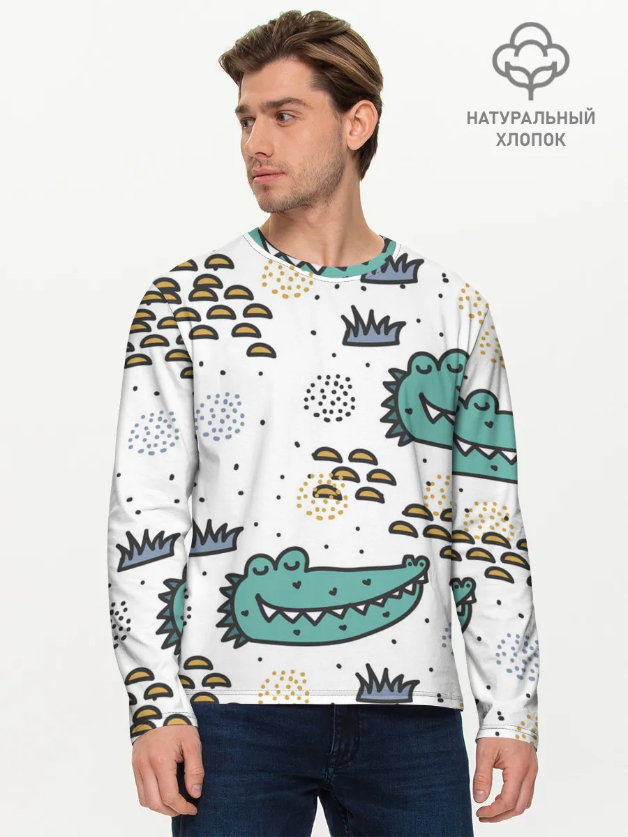 Мужской лонгслив базовый / Милый крокодил