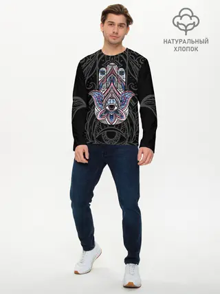 Мужской лонгслив базовый / Рука Будды
