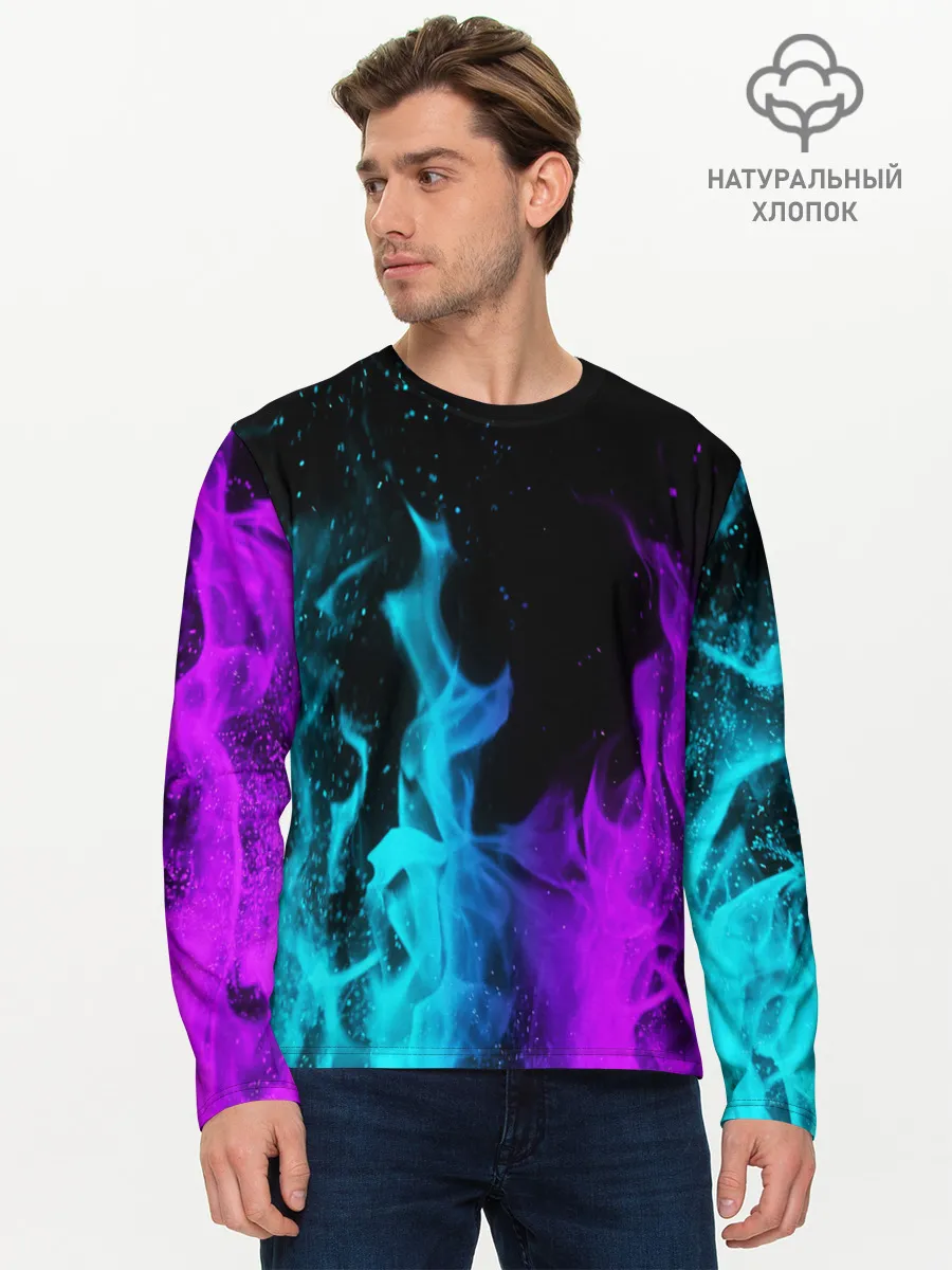 Мужской лонгслив базовый / ПЛАМЯ | НЕОНОВЫЙ ОГОНЬ