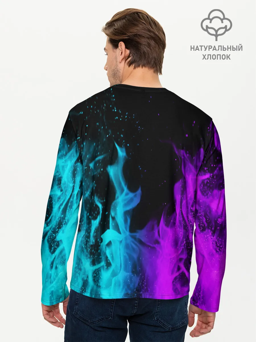 Мужской лонгслив базовый / ПЛАМЯ | НЕОНОВЫЙ ОГОНЬ