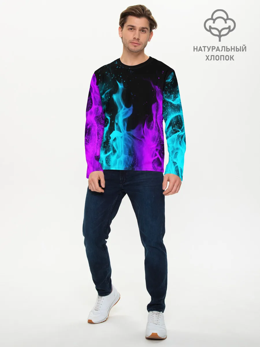 Мужской лонгслив базовый / ПЛАМЯ | НЕОНОВЫЙ ОГОНЬ