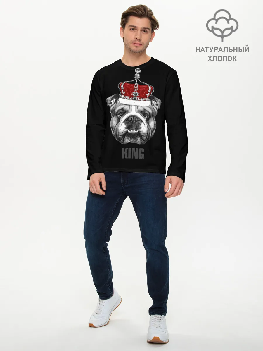 Мужской лонгслив базовый / Английский бульдог с короной
