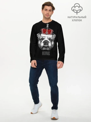 Мужской лонгслив базовый / Английский бульдог с короной