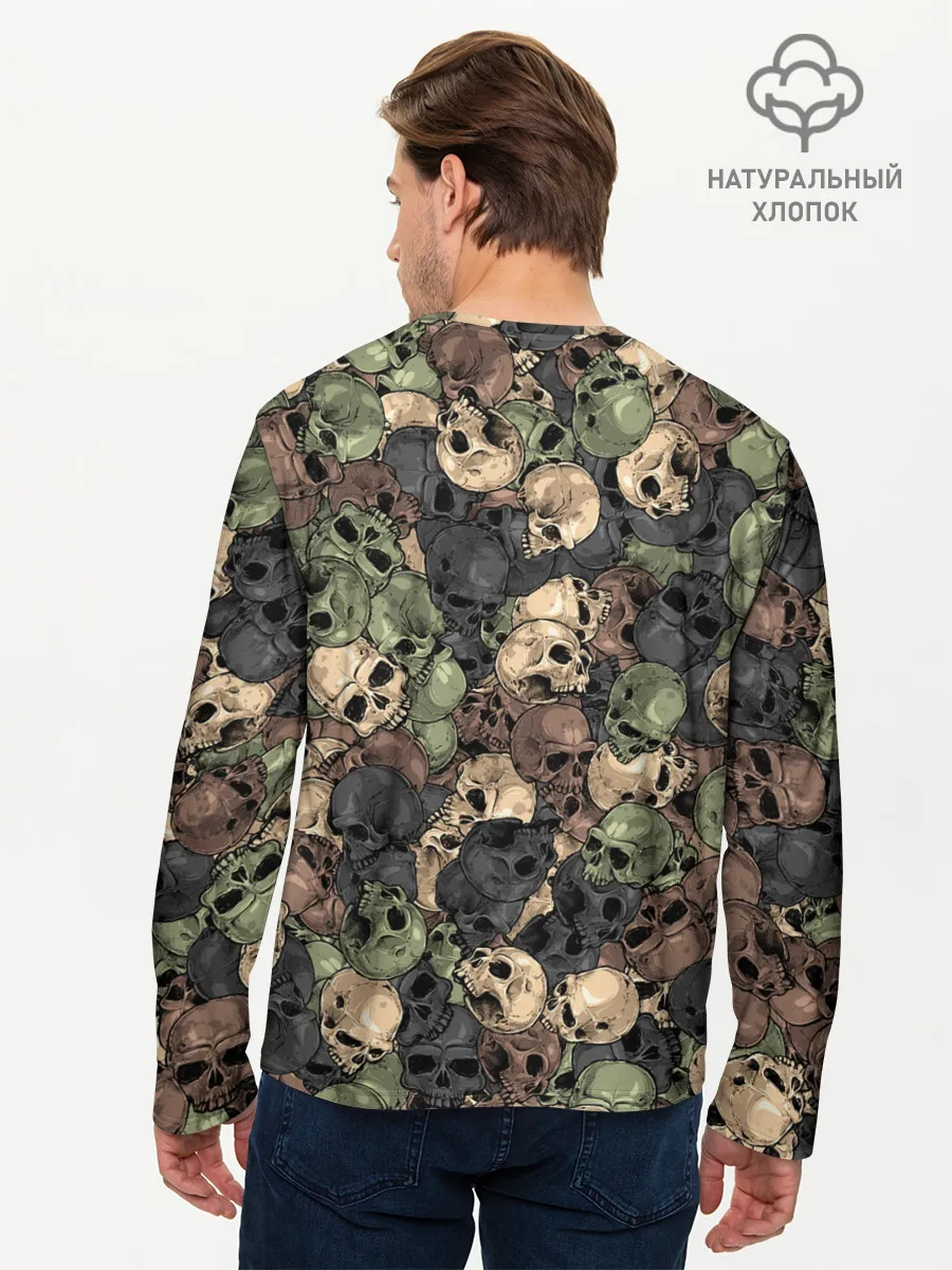 Мужской лонгслив базовый / Камуфляж с черепами