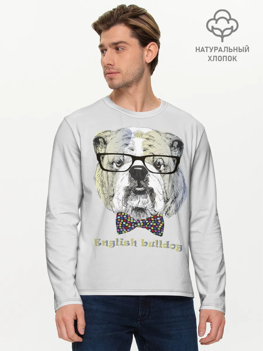 Мужской лонгслив базовый / Английский бульдог