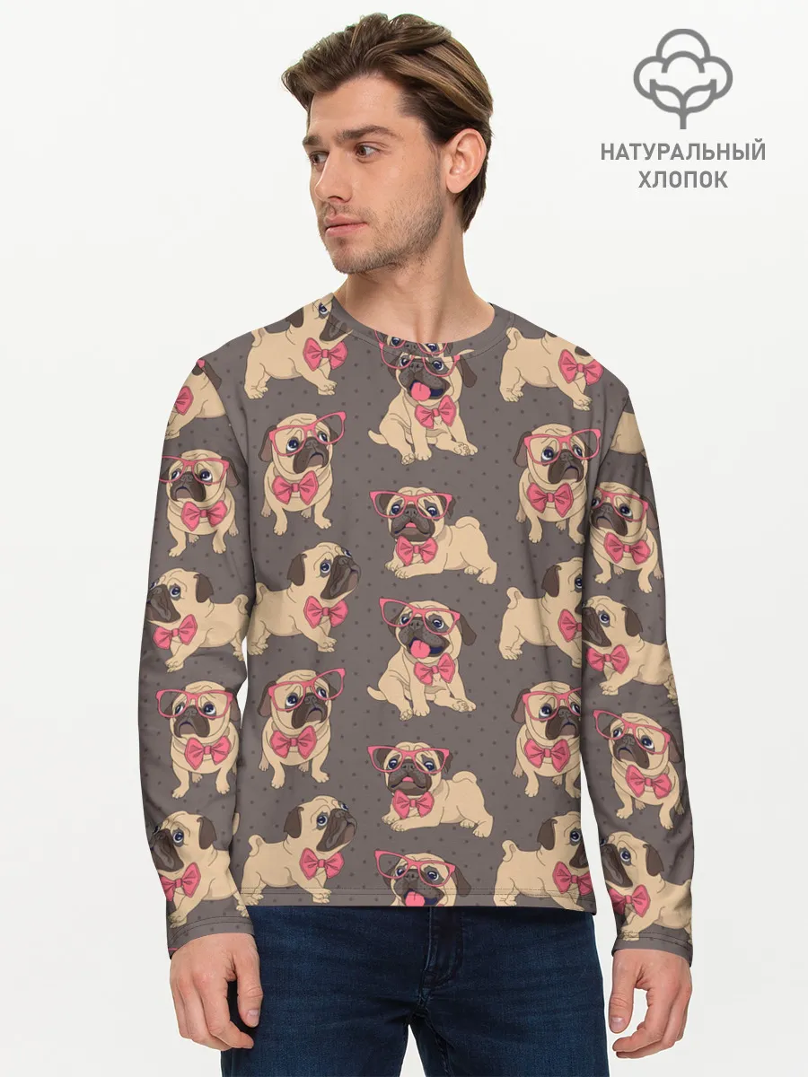 Мужской лонгслив базовый / Мопсы