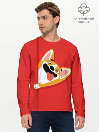 Мужской лонгслив базовый / Вельш Корги Пемброк