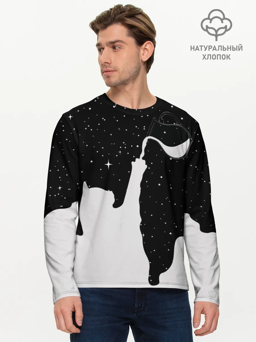 Мужской лонгслив базовый / Космический Кот